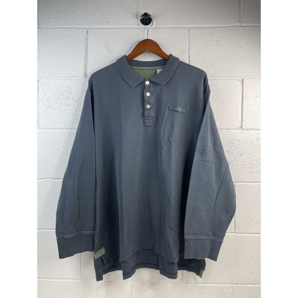 Orvis Gray 1/4 Button Polo Sweatshirt Thick Cotton Shirt Mens XXL Golf‎ Outdoor